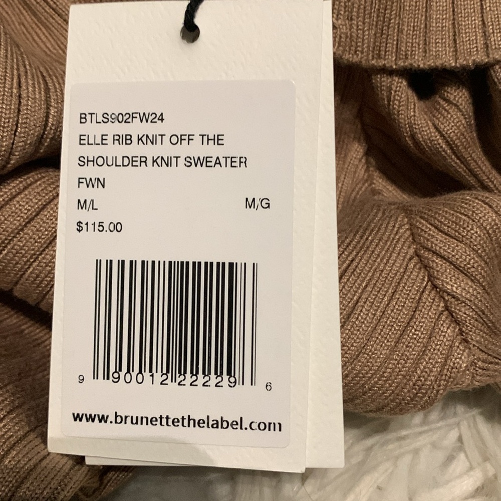 BTL Brown Ribbed Off-Shoulder Top - Picture 6 of 6